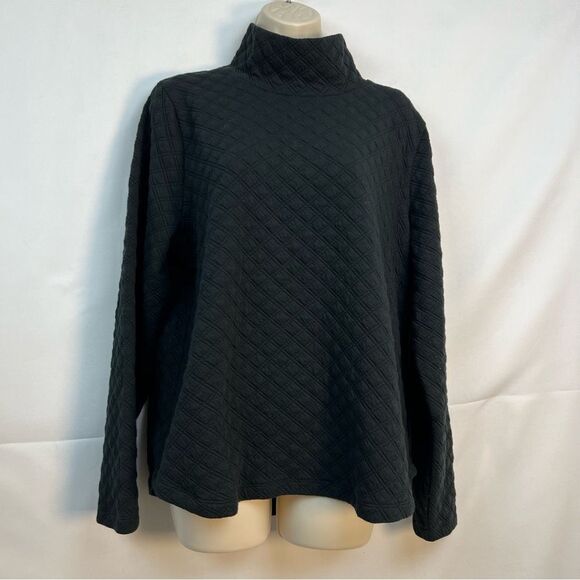 J. Crew Bl249 Black quilted mockneck pullover size medium NWT - Picture 2 of 12